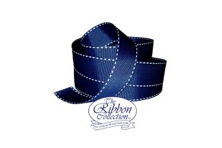 Saddle Stitch Navy Ribbon 20m roll 25mm