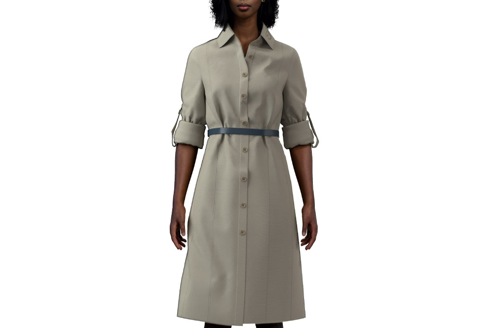Ford Ladies Button Up Dress with Blue Belt - Image 2