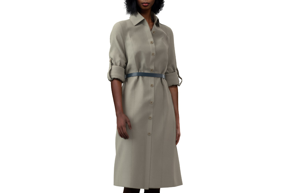 Ford Ladies Button Up Dress with Blue Belt